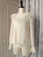 Swan Lake White/Ivory Retro Lace Long Lantern Sleeve Classic Lolita Blouse