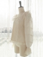 Swan Lake White/Ivory Retro Lace Long Lantern Sleeve Classic Lolita Blouse