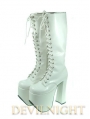 White/Black High Heel Gothic Lolita Boots With High Platforms