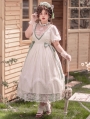 Lily of the Valley Ivory/Green Elegant Deep V Short Sleeve Classic Lolita OP Dress