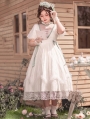 Lily of the Valley Ivory/Green Elegant Deep V Short Sleeve Classic Lolita OP Dress