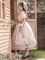 Lily of the Valley Ivory/Green Elegant Deep V Short Sleeve Classic Lolita OP Dress