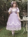 Lily of the Valley Purple Elegant Deep V Short Sleeve Classic Lolita OP Dress