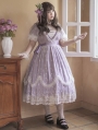 Lily of the Valley Purple Elegant Deep V Short Sleeve Classic Lolita OP Dress