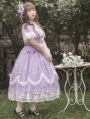 Lily of the Valley Purple Elegant Deep V Short Sleeve Classic Lolita OP Dress