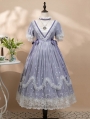 Lily of the Valley Purple Elegant Deep V Short Sleeve Classic Lolita OP Dress