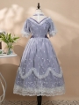 Lily of the Valley Purple Elegant Deep V Short Sleeve Classic Lolita OP Dress