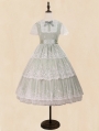 Ivory/Green/Purple Lily of the Valley Embroidered Short Sleeve Tiered Classic Lolita OP Dress