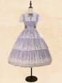 Ivory/Green/Purple Lily of the Valley Embroidered Short Sleeve Tiered Classic Lolita OP Dress