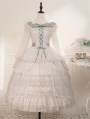 Ivory Lily of the Valley Elegant Open Front Long Sleeve Classic Lolita OP Dress