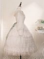 Ivory Lily of the Valley Elegant Open Front Long Sleeve Classic Lolita OP Dress