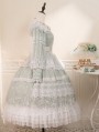 Green Lily of the Valley Elegant Open Front Long Sleeve Classic Lolita OP Dress