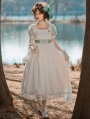 Ivory Lily of the Valley Embroidered Puff Sleeve Midi Classic Lolita OP Dress