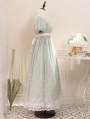 Green Lily of the Valley Embroidered Puff Sleeve Midi Classic Lolita OP Dress
