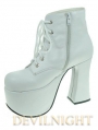 White/Black Chalaza Lacing Classic Lolita Ankle Boots With High Platform