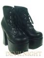 White/Black Chalaza Lacing Classic Lolita Ankle Boots With High Platform