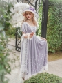 Purple Lily of the Valley Embroidered Puff Sleeve Midi Classic Lolita OP Dress