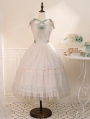 Ivory/Purple Blooming Flower Sleeveless Elegant A-line Classic Lolita JSK Dress