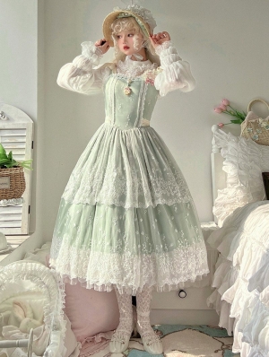 Green Blooming Flower Sleeveless Elegant A-line Classic Lolita JSK Dress