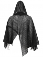 Black Gothic Punk Irregular Loose Net Hooded Cloak for Men