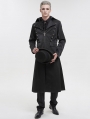 Black Gothic Punk Leather Cross Long Coat for Men