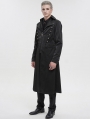 Black Gothic Punk Leather Cross Long Coat for Men