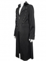 Black Gothic Punk Leather Cross Long Coat for Men