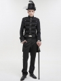 Black Retro Gothic Patterned Wedding Party Tailcoat for Men