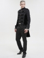 Black Retro Gothic Patterned Wedding Party Tailcoat for Men