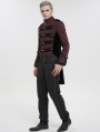 Black and Red Retro Gothic Patterned Wedding Party Tailcoat for Men