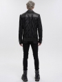 Black Gothic Punk Street Fashion Striped Short Jacket for Men
