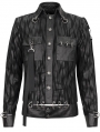 Black Gothic Punk Street Fashion Striped Short Jacket for Men