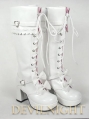 Dashing White/Red/Pink/Black Sweet Bow Lace-up High Heel Lolita Boots