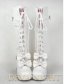 Dashing White/Red/Pink/Black Sweet Bow Lace-up High Heel Lolita Boots
