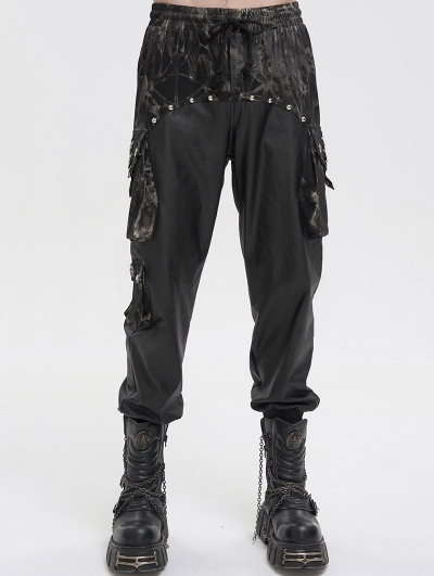 Black Gothic Punk Rivet Daily Wear Long Loose Pants for Men