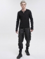 Black Gothic Punk Rivet Daily Wear Long Loose Pants for Men