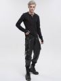 Black Gothic Punk Rivet Daily Wear Long Loose Pants for Men