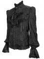 Black Gothic Vintage Ruffle Lace Long Sleeve Party Shirt for Men