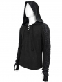 Black Gothic Long Sleeve Casual Fitted Hooded Top for Men