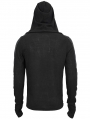 Black Gothic Long Sleeve Casual Fitted Hooded Top for Men
