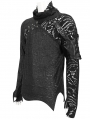 Black Gothic Punk Pullover Pins Asymmetrical Long Sleeve T-Shirt for Men