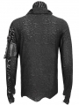 Black Gothic Punk Pullover Pins Asymmetrical Long Sleeve T-Shirt for Men