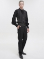 Black Stripe Gothic Vintage Party Tailed Waistcoat for Men