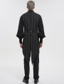 Black Stripe Gothic Vintage Party Tailed Waistcoat for Men