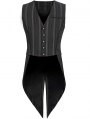 Black Stripe Gothic Vintage Party Tailed Waistcoat for Men