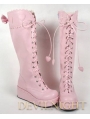 White/Black/Pink/Red Cute Bow Lac-up Sweet Lolita Platform Boots