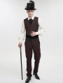 Wine Red Stripe Gothic Vintage Party Tailed Waistcoat for Men