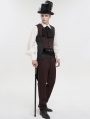 Wine Red Stripe Gothic Vintage Party Tailed Waistcoat for Men