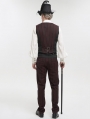 Wine Red Stripe Gothic Vintage Party Tailed Waistcoat for Men