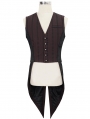 Wine Red Stripe Gothic Vintage Party Tailed Waistcoat for Men